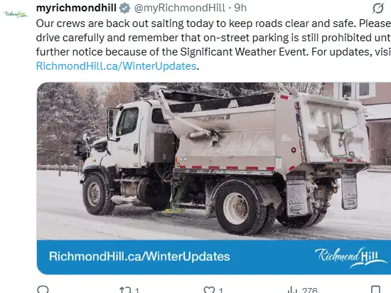 Richmond Hill Snow clearning on roads and sidewalks