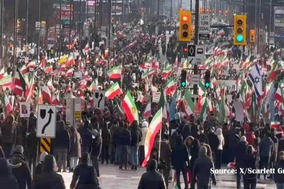 Iranian community in Richmond Hill protesting in support of fellow Iranians